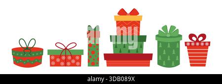 Ensemble de boîtes cadeaux de Noël Illustration de Vecteur