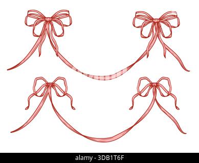 Guirlandes vintage et ensemble d'art de ligne de décoration. Illustration de Vecteur