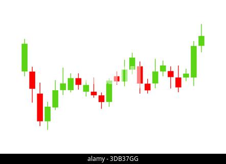 Bougies de stock graphique du marché. Forex Candletick crypto Exchange graphique d'actions vert rouge Illustration de Vecteur