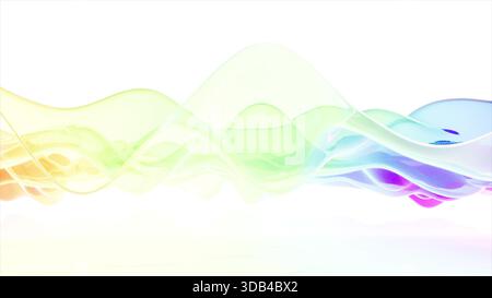 Vague de verre arc-en-ciel de couleur sur le rendu blanc bg 3D. Banque D'Images
