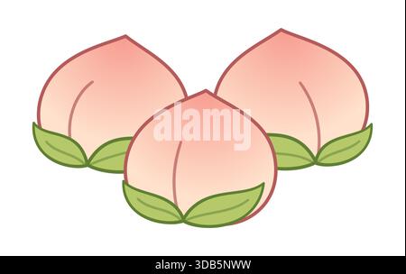 Shoutao, dessin de pains à la pêche longévité. Baozi chinois traditionnel cuit à la vapeur. Illustration vectorielle. Illustration de Vecteur