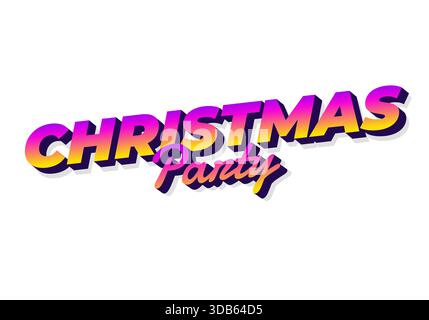 Un texte coloré et éclatant avec les mots Christmas Party dans une police audacieuse et ludique avec effet dégradé. Illustration de Vecteur