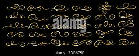 Style de ligne d'ornement Golden Swirls Illustration de Vecteur