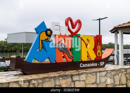 Panneau de ville, I love Ariri, San Paulo, Brésil Banque D'Images
