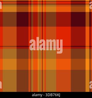 Vecteur de plaid en tissu doux, contrôle textile de texture de vêtement. Tartan de motif sans couture de fond de pixel dans la palette de couleurs orange et rouge. Illustration de Vecteur