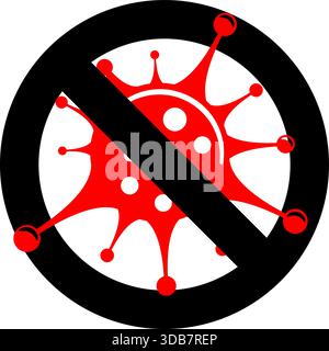 Souche du virus 2019-nCoV avec signe stop. Quarantaine du nouveau coronavirus de Wuhan. épidémie de coronavirus pandémique en chine. illustration vectorielle isolée Illustration de Vecteur