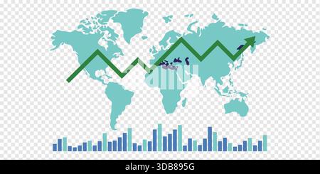 Infographie de la carte mondiale de la croissance de l'économie mondiale Illustration de Vecteur
