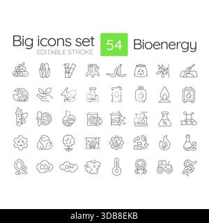 Jeu d'icônes de ligne bioénergie Illustration de Vecteur