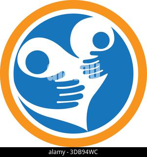 Icône de vecteur de conception de logo Embrace protection familiale Illustration de Vecteur