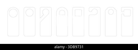 Modèles de conception d'étiquettes découpées pour les enseignes suspendues de porte d'hôtel. Flyers en papier vectoriel pour ne pas déranger ou cartes de bienvenue. Maquettes d'étiquettes de bouton de poignée isolées à l'intérieur Illustration de Vecteur