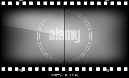 Ancienne animation d'amorce d'écran pour la vidéo ou la bobine. compte à rebours de film 16x9 avec fond grunge et cadres de caméra rétro. Numéros de minuterie vidéo classiques Illustration de Vecteur
