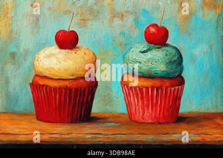 Deux cupcakes. Banque D'Images