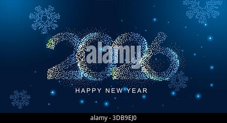 Carte de vacances abstraite de conception du nouvel an avec Big Numbers 2026 fait de pois. Illustration de Vecteur