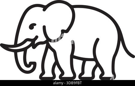 Dessin d'art ligne éléphant Illustration de Vecteur