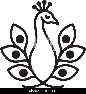 Un beau logotype paon dessin art design Illustration de Vecteur