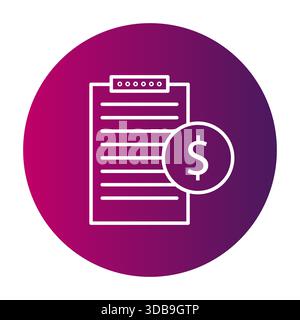 Symbole du document financier. Icône de rapport de budget. Vecteur d'argent du contrat. Illustration des documents comptables. Illustration de Vecteur