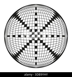 Mire de test sphérique. Secteurs noirs radiaux. Conception vectorielle abstraite. Elément de grille d'étalonnage. SPE 10. Illustration de Vecteur