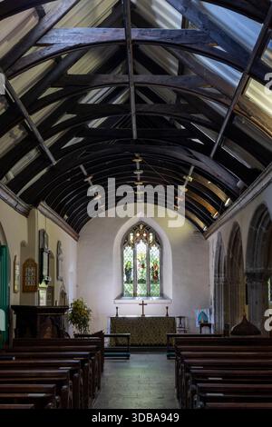 St Just dans l'intérieur de l'église de Roseland, Cornwall. Célèbre pour son église St Just datant du XIIIe siècle, située dans de magnifiques jardins semi-tropicaux au bord de l'eau Banque D'Images