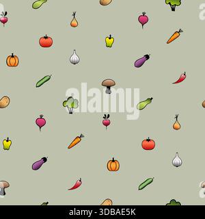 Motif minimaliste avec des icônes végétales. Dîner sans couture motif. Illustration de Vecteur