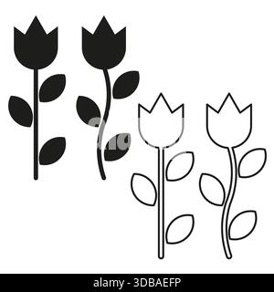 Formes de fleurs minimalistes. Ligne de tulipe Vecteur de plante naturelle. Fleur de contour abstrait. SPE 10. Illustration de Vecteur