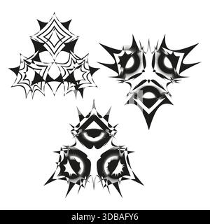 Formes de pointes abstraites. Formes géométriques dynamiques. Vecteur d'élément d'explosion. Ensemble de décorations noir blanc. Illustration de Vecteur