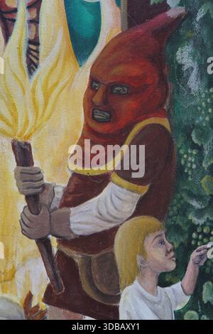 Street art mural inspiré par El Xolo et Royal de luxe, représentant des contes culturels à Nantes, France.Nantes, France Banque D'Images