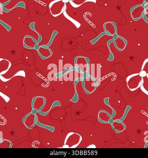 Ruban noeud sans couture motif coquettish Girly print doodle fond de noeud romantique dessiné à la main. papier cadeau festif mignon. motif noeud de célébration. Illustration de Vecteur