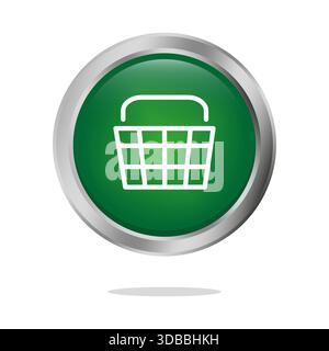 Icône panier. Symbole e-commerce. Emblème vert de vente au détail. Graphique de commerce vectoriel. Illustration de Vecteur