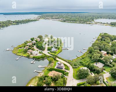 vue aérienne du waypoint et du port sag, ny Banque D'Images