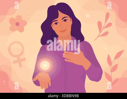 Journée internationale de la femme donnez pour gagner le concept de l'autonomisation et de la générosité des femmes Illustration de Vecteur