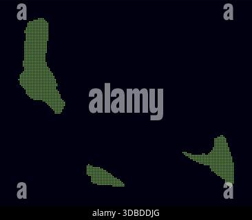 Carte en pointillés des Comores. Carte de style numérique du pays sur fond sombre. Forme Comores avec points carrés. Style de points colorés. Carrés de petite taille. Aweso Illustration de Vecteur