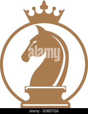 Modern Horse Chess Knight and Crown concept logo Vector Icon Design Illustration de Vecteur