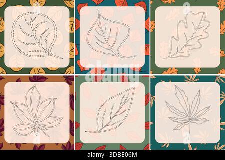 Illustration isolée vectorielle d'un exercice de développement de l'écriture. Tâche pour les enfants d'âge préscolaire d'encercler les feuilles. Illustration de Vecteur