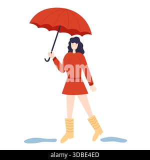 Parapluie femme sous Illustration de Vecteur