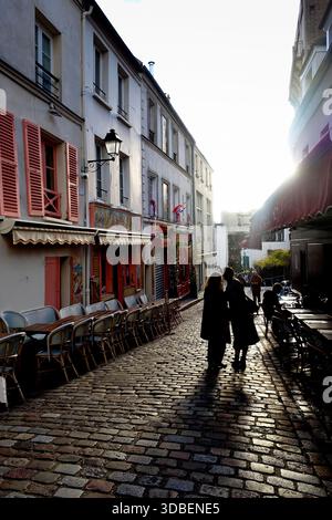 Rue Poulbot, Montmatre, Paris Banque D'Images