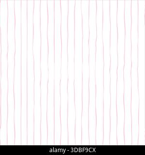 Ligne ondulée rayée sur fond minimal Seamless Doodle Pattern fond rose et blanc Illustration de Vecteur