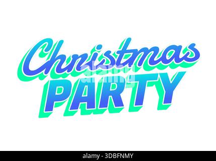 Texte coloré et éclatant avec les mots Christmas Party dans une police ludique. Le texte est stylisé avec un effet dégradé, en mélangeant les nuances o Illustration de Vecteur