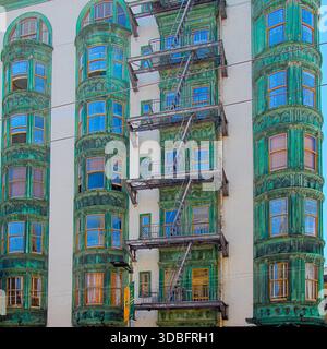 Sentinel Building Columbus Avenue Facade, San Francisco Banque D'Images