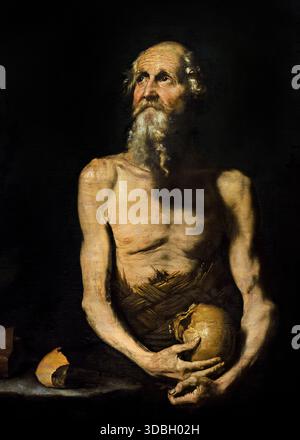 José - Jusepe de Ribera ( Játiva/Valencia 1591 – 1652 Naples ) Saint Paul l'ermite 1647 Espagne Espagnol ( Paul le premier ermite ou Paul l'Anchorite, était un saint égyptien considéré comme le premier ermite chrétien et grazer. ) Ermite égyptien et ami de produit Jérôme Banque D'Images