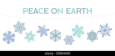 Décorations d'hiver avec flocons de neige et message Illustration de Vecteur