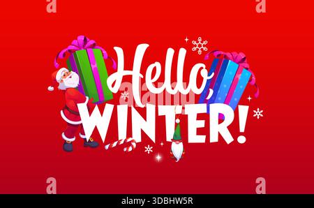 Bonjour citation d'hiver carte de voeux joyeux Noël Illustration de Vecteur