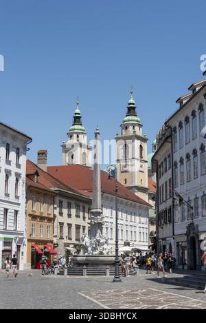 Fontaine Robba, vieille ville de Ljubljana, Slovénie Banque D'Images
