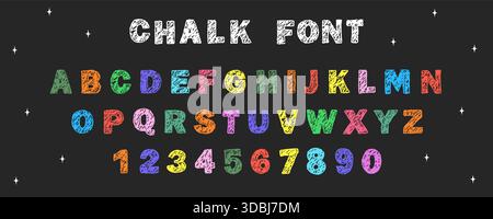 Crayon alphabet anglais. Police enfants funky. Texture craie ou cire. Illustration vectorielle Illustration de Vecteur