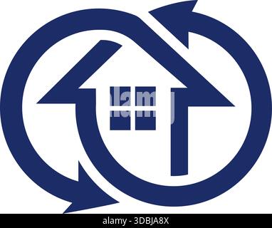 Home Arrow Circle logo Design modèle vectoriel d'icône de recyclage de logement immobilier Illustration de Vecteur