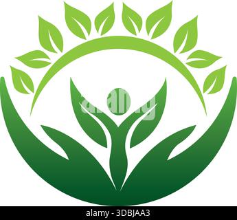 Modèle de logo Wellness Leaf Circle pour icône vectorielle moderne de santé et de fitness Illustration de Vecteur