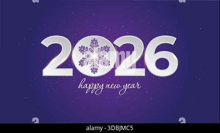 Nouvelle année 2026 conception d'affiche avec conception de flocon de neige. Conception d'affiche stylisée simple pour le nouvel an Illustration de Vecteur