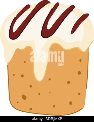 Icône de gâteau de Pâques avec glaçage et sirop de chocolat Illustration de Vecteur
