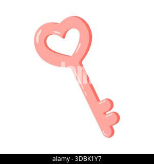 Illustration mignonne de clé de coeur rose Illustration de Vecteur