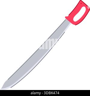 Lame de machette avec illustration vectorielle de poignée rouge Illustration de Vecteur