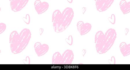 Coeurs roses dessinés à la main sur fond isolé. Modèle vectoriel Saint-Valentin Illustration de Vecteur
